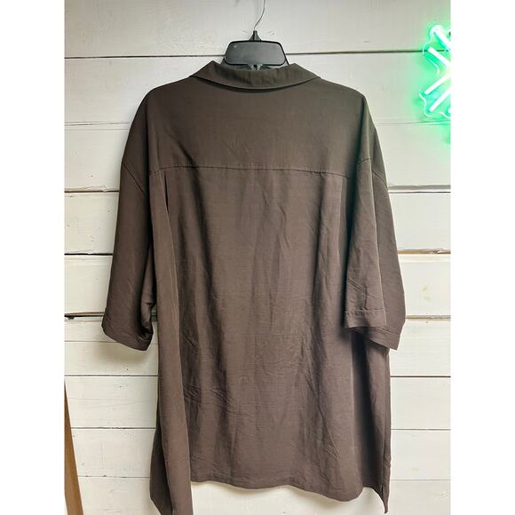 Men's Big and Tall (3XLT) Cubavera Brown Casual Button Down Shirt - Picture 5 of 5